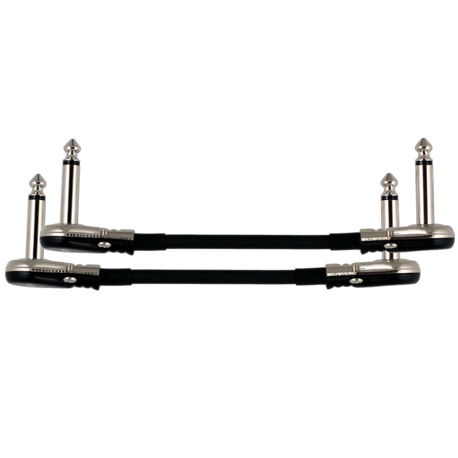 2-Pack 6" Castline Silver Mogami 2319 Guitar Pedal Board Patch Cable TS Low Profile Pancake Connector