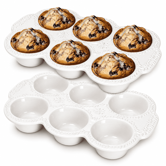 2 Pack 6-Cup Ceramic Muffin Pans