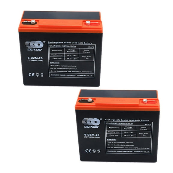 2 Pack 6-DZM-20 6DZM20 12V 24Ah Rechargeable Battery for Mobility Scooter Electric Go Kart Golf Cart ATV Quad Buggy 4 Wheeler Lawn Mower E Bike Tricycle Drift Trike Boat