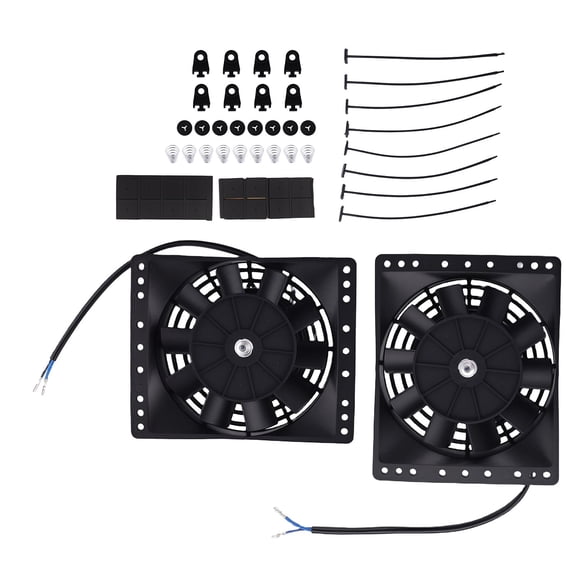 2-Pack 6" Electric Cooling Fan Kit, 12V 80W 10-Blade Slim Push Pull Fan Assembly, Fits Chevy GMC HotRod Classic 265 283 305 327 350 383 400 427 454 Engines, SKU 15621863