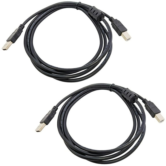 2 Pack 6 Feet USB 2.0 A Male to B Male 28/24AWG Cable, Black