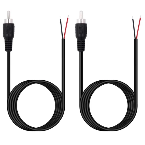2 Pack 6 Ft Speaker Wire Rca Male Plug Jack Connector To Bare Wire Open
