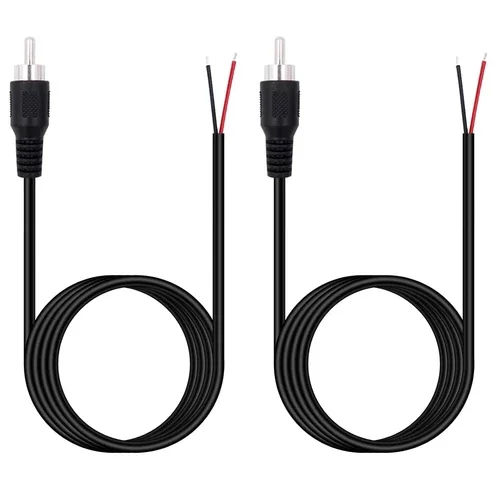2 Pack 6 Ft Speaker Wire Rca Male Plug Jack Connector To Bare Wire Open