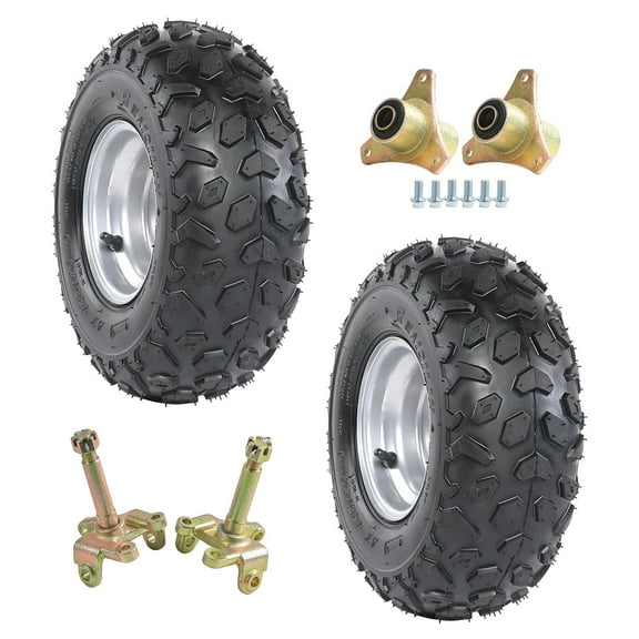 2 Pack of 6" Go Kart Tires Wheels 145/70-6 Tubeless Tire on Rim 3 Stud w/Front Steering Knuckle Spindle Wheels Hubs for Go Kart ATV Quad Buggy Mini Bike 4 Wheelers Drift Trike Taotao Coolster