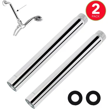 2 Pack 6 In Shower Head Extension Arm,Solid Metal Stainless Steel Pipe Extender