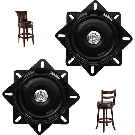 2 Pack 6 Inch Heavy Duty Bar Stool Swivel Replacement, 400lbs Capacity Mechanism Plate for Furniture, Seat Base Mount Plate, Ball Bearing Boat Seat, Black