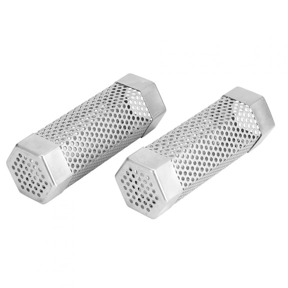 2-Pack 6-Inch Hexagonal Stainless Steel BBQ Grill Smoker Tube Mesh Pellet Smoke Box for Barbecue