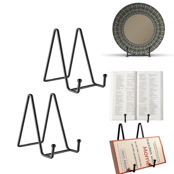 2 Pack 6" Plate Stands for Display,Metal Plate Holders Display Stands Can Be Used for Picture Stands, Book Stands for Display, Easel, Photo Frame Stands, Plaque Stands, Desktop Stand, Black