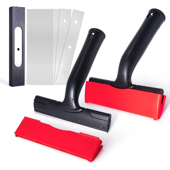 2 Pack 6" Putty Knife Razor Blade Scraper Tool with Extra 25PCS Double Edge Metal Blades for Cleaning Paint, Caulk, Adhesive, Label, Decal, Sticker from Window, Glass, Tile, Floor, Stove Top