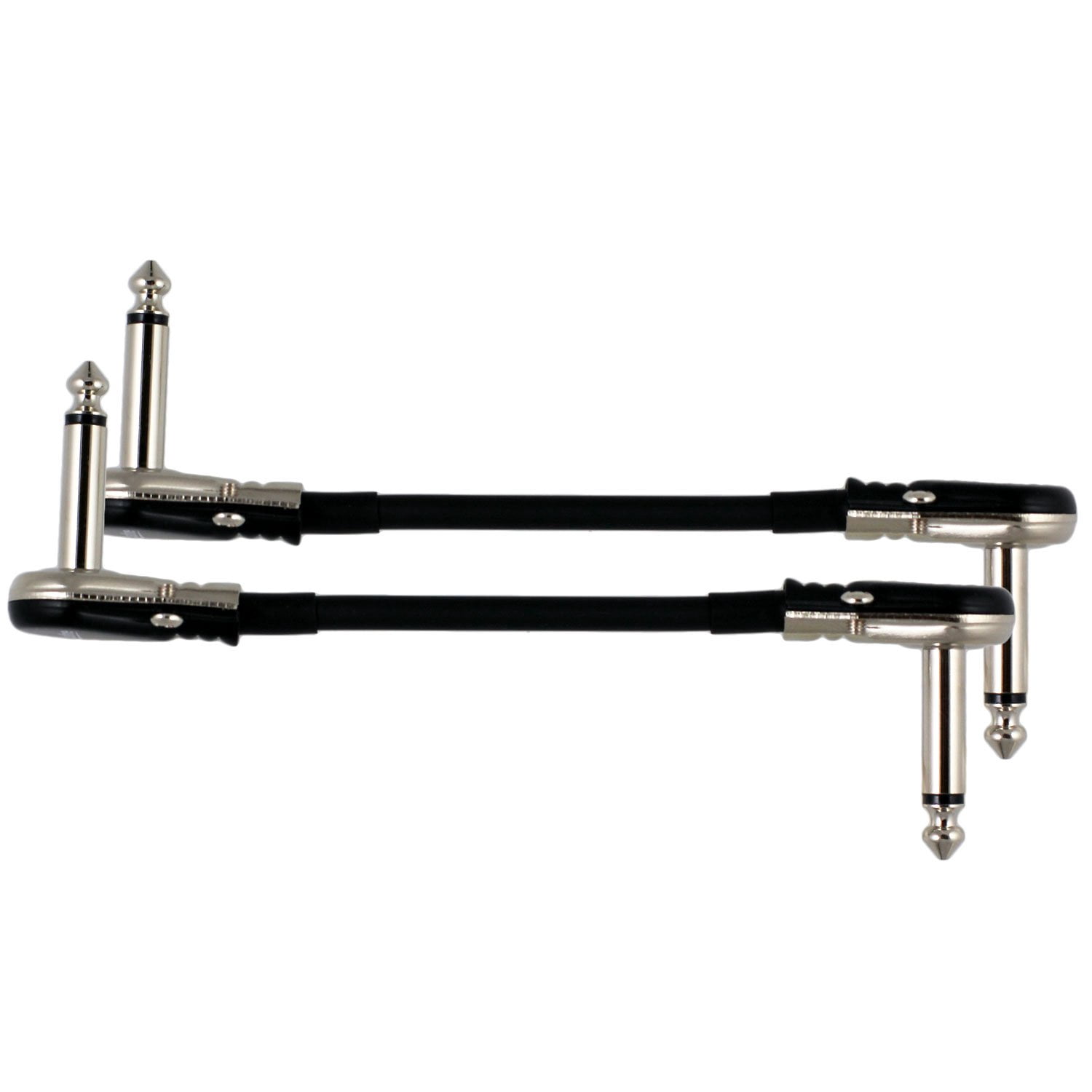 2-Pack 6" S-Shape Castline Silver Mogami 2319 Guitar Pedal Board Patch Cable TS Low Profile Pancake Connector