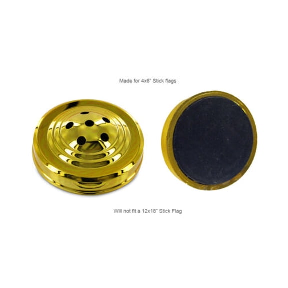(2 Pack) 6 Six Hole Gold Weighted Base Desk Set Table Stick Flags Single Base