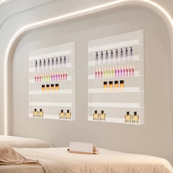 2-Pack 6-Tier Clear Acrylic Nail Polish Rack Wall-Mounted Organizer