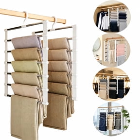 2 Pack 6 Tier Cloud Ladder Pants Hangers Space Saving Closet Pant Organizer for 12 Pairs Leggings