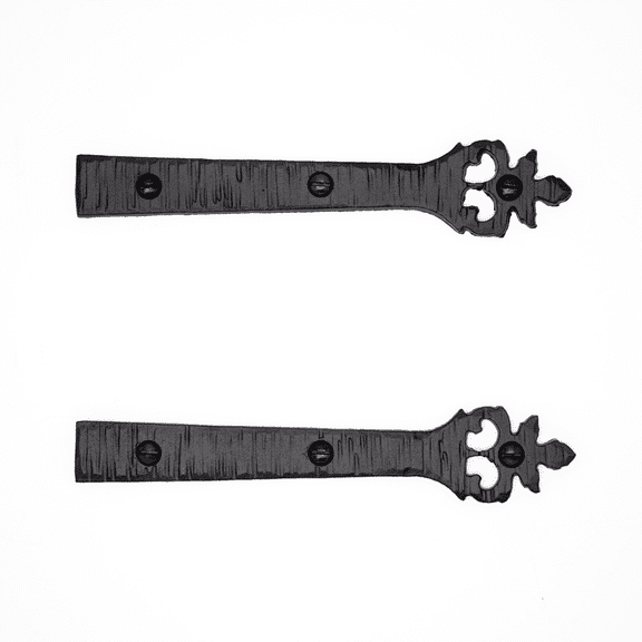 2 Pack 6 inch Faux Decorative Strap Hinge Black Decorative Strap Hinge Wrought Iron Strap Barn Door Strap Hinges Wrought Iron Hinges Shutter Hinges The Tuscan Series by Borderland Rustic Hardware