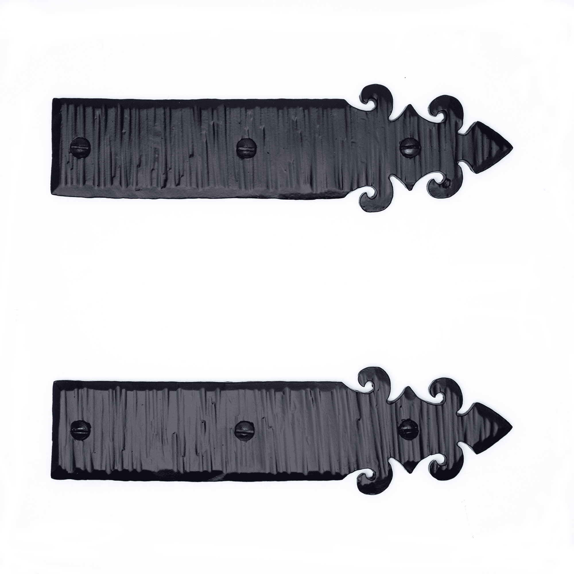 6" Black Wrought Iron Decorative Strap Hinges, Set of 2
