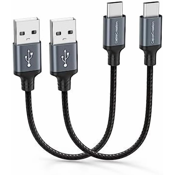 2 Pack 6 inch Short USB C Cable, USB to USB C Cable | 3A Fast Charging Cable, USB Male to USB C Male Cable for Car Carplay, iPhone 16 15, Power Bank, S23, Z Flip, iPad
