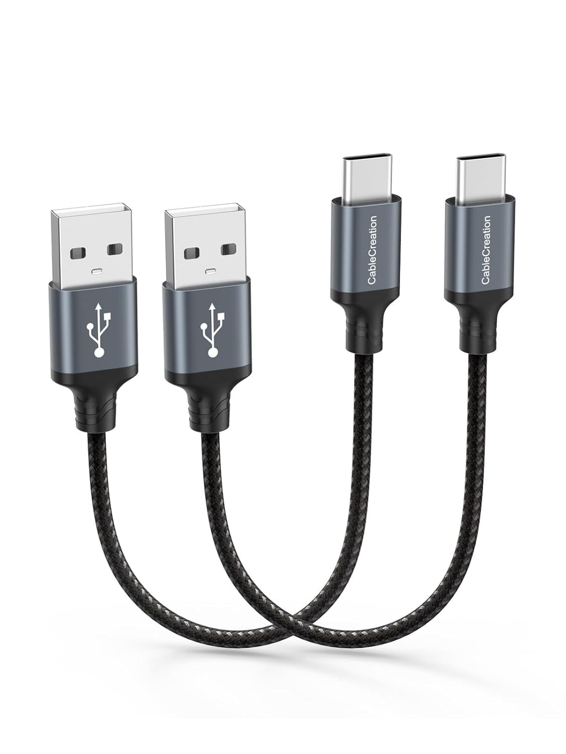 [2 Pack] 6 inch Short USB C Cable, USB to USB C Cable 3A Fast Charging Cable, USB Male to USB C