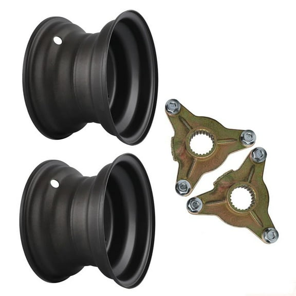 2 Pack 6 inch Wheel Rim 3 Holes with 23T Rear Axle Hubs Fits ATV Quad Buggy Go Kart Mini Bike Lawn Mower Tire 145/70-6 (Black)