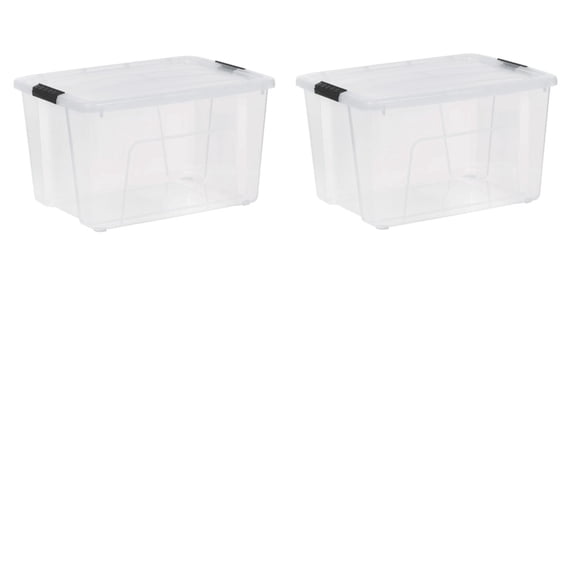 2 Pack 60 Qt Clear Plastic Storage Bins with Latching Lids Stackable Storage Totes for Home Garage Office