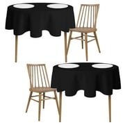 [2 Pack] 60" Round Premium Tablecloths for Wedding | Banquet | Restaurant | Washable Fabric Table Cloth | Black