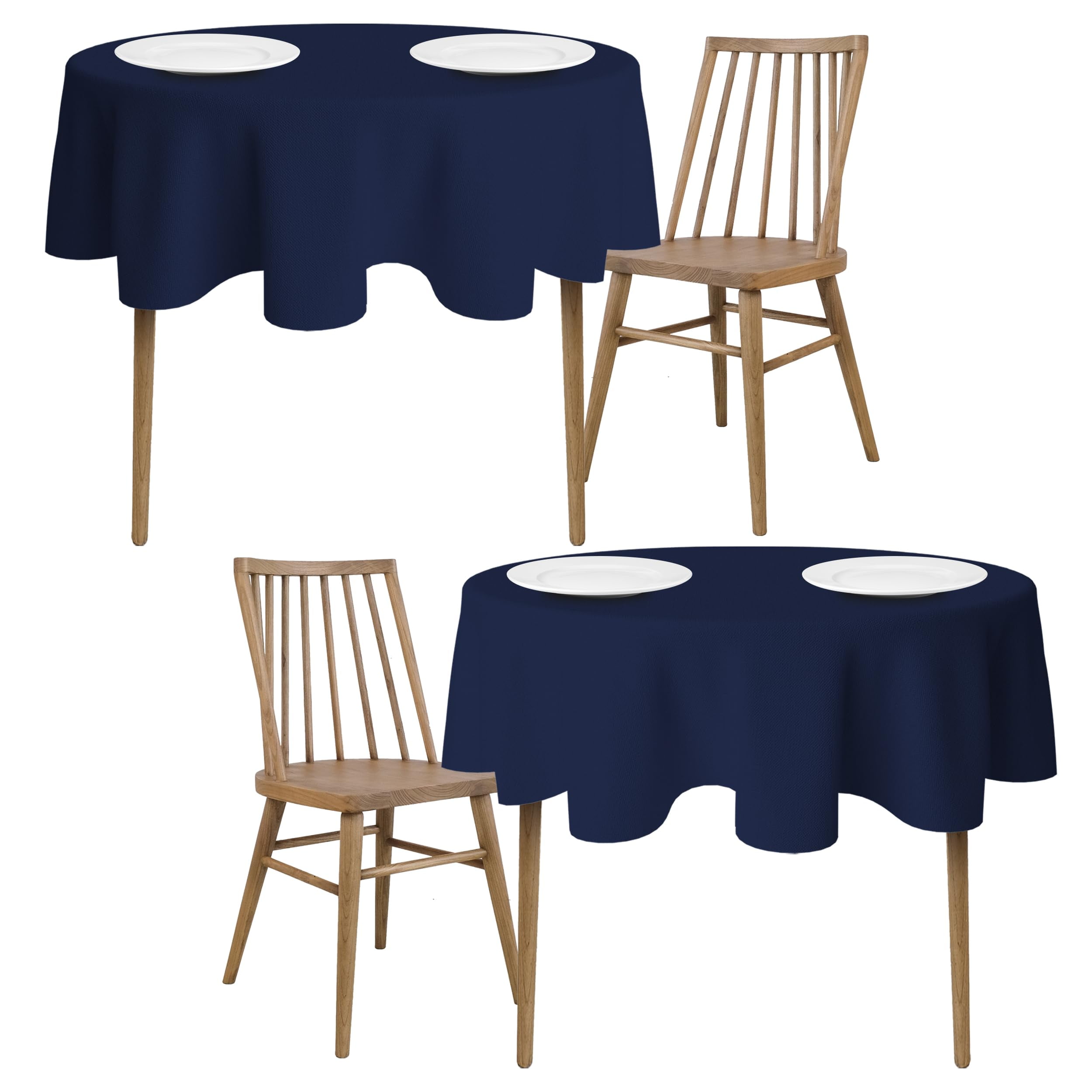 "Premium 60"" Round Tablecloths (2 Pack) for Weddings, Banquets