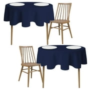 [2 Pack] 60" Round Premium Tablecloths for Wedding | Banquet | Restaurant | Washable Fabric Table Cloth | Navy
