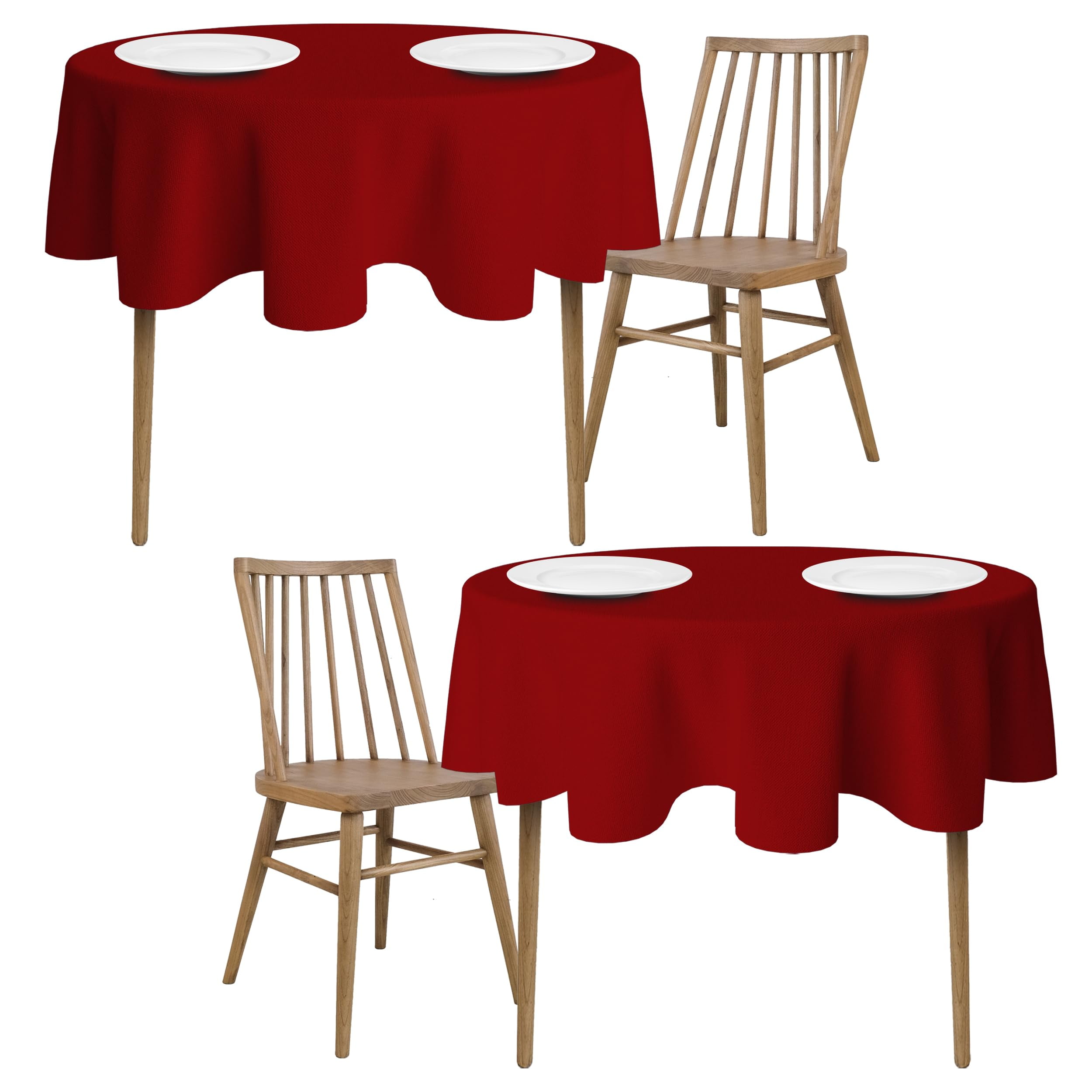 "[2 Pack] 60"" Red Premium Tablecloths Washable For Wedding