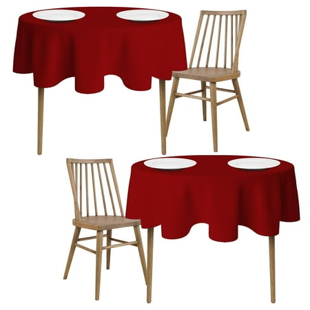 [2 Pack] 60" Round Premium Tablecloths for Wedding | Banquet | Restaurant | Washable Fabric Table Cloth | Red
