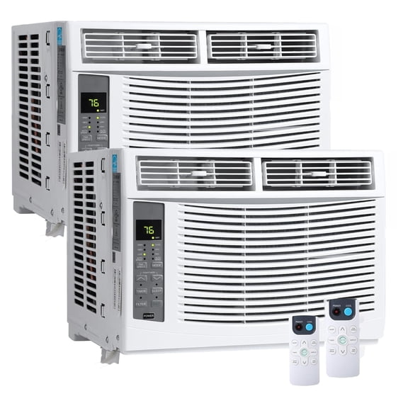 2-Pack 6000 BTU Smart Window Air Conditioner - Quiet 50 dB Operation - WiFi & Remote/App Control - Energy Efficient - Multiple Cooling & Fan Modes - Washable Filter - Easy Install