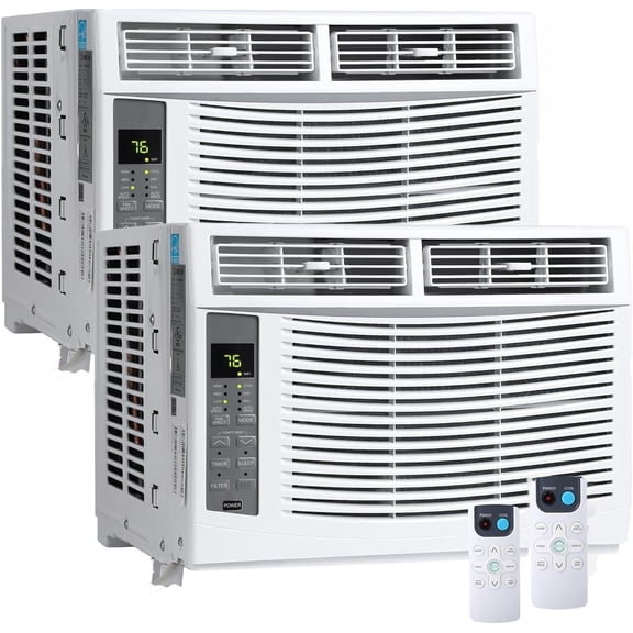 2 Pack 6000 BTU Smart Window Air Conditioner with WiFi, Cools Up to 250 Sq Ft, Window AC Unit with Remote & App Control, Energy Efficient, Easy Install, White