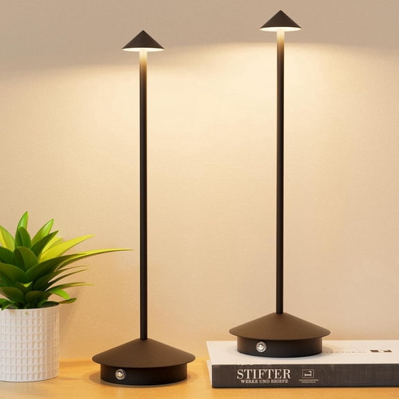 2-Pack 6000mAh Rechargeable Led Table Lamp Cordless,3000K-6000K Stepless Dimming Touch Lamps with Memory Function,IP54 Waterproof Aluminum Table Light for Outdoor/Bars/Restaurant/Patio(Black)