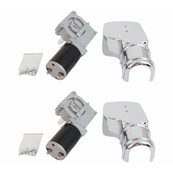 2 Pack 600W 90:1 Tarp Motor for Dump Truck Tarp Systems with Chrome Cover 12VDC / 50 AMPS / 60 RPM (1 Year Warranty)