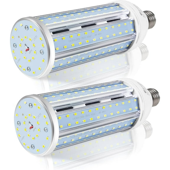 2 Pack 600W Equivalent LED Corn Light Bulb 6000 Lumen 5000K Daylight White E26 Medium Base 60W Corn Light Bulbs for Outdoor Indoor Garage Warehouse Factory Workshop