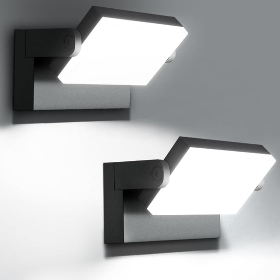 2-Pack 60W LED Wall Pack Light, 6000LM Hardwired Outdoor Security Lights (No Motion Sensor/Photocell), IP65 360 Adjustable, Milky White Lens for Garage, Patio, Entryway (Medium Areas Only)