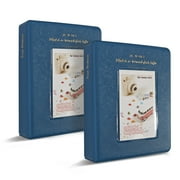 2 Pack 64 Pocket Photo Album, 2" x 3" PU Leather Mini Film Picture Book, Horizontal Instant Photo Card Holder Collector Book for Camera Wedding Gift Blue