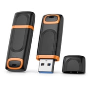 2 Pack 64GB Flash Drive USB 3.0 Flash Drive High-Speed USB Memory Stick with LED Light Small Jump Drive with Lanyard Hole Portable Thumb Drive for Data Storage and Back, Orange