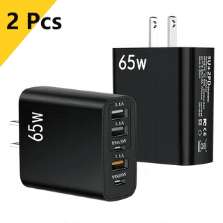 2 Pack Fast USB C Charger Block, 5-Port USB C Wall Charger, Fast Charging USB C up to 20W Power Adapter, Type C Brick Chargers for Various Types of Mobile Phones, Black