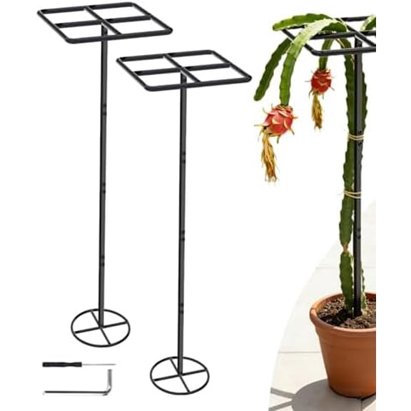 2 Pack 66''16'' Heavy-Duty Metal Dragon Fruit Trellis, Adjustable Gardening Support Stand for Vertical Climing Plants,Trees,Cactus Garden Outdoor Indoor Potted Support$$Garden & Patio