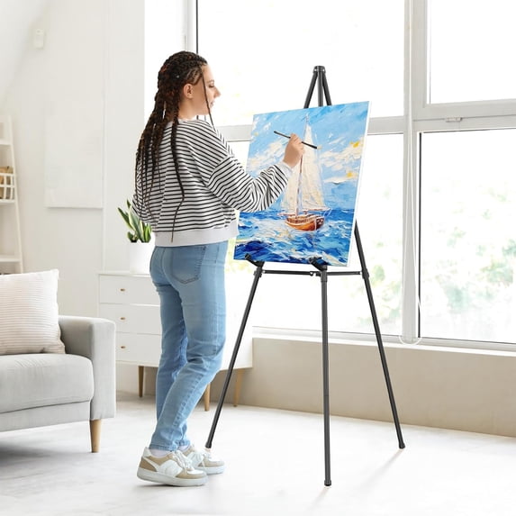 2-Pack 66" Black Metal Easel Stand - Adjustable Portable Display for Painting, Wedding Signs & Posters