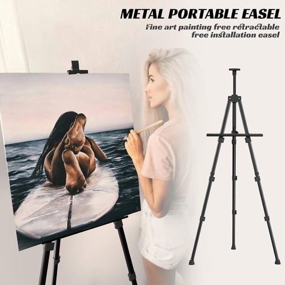 2-Pack 66" Metal Art Easel - Portable Tabletop/Floor Stand for Canvas Painting & Drawing