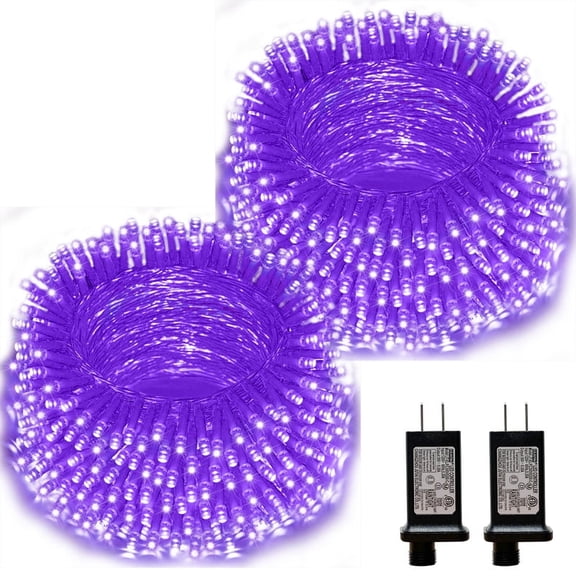 2 Pack 66ft Halloween Mini Lights, 200 LED Transparent Wire Starry String Lights, Plug-in Fairy Lights with 11 Lighting Modes, Purple, for Festival, Wedding & Party Decoration
