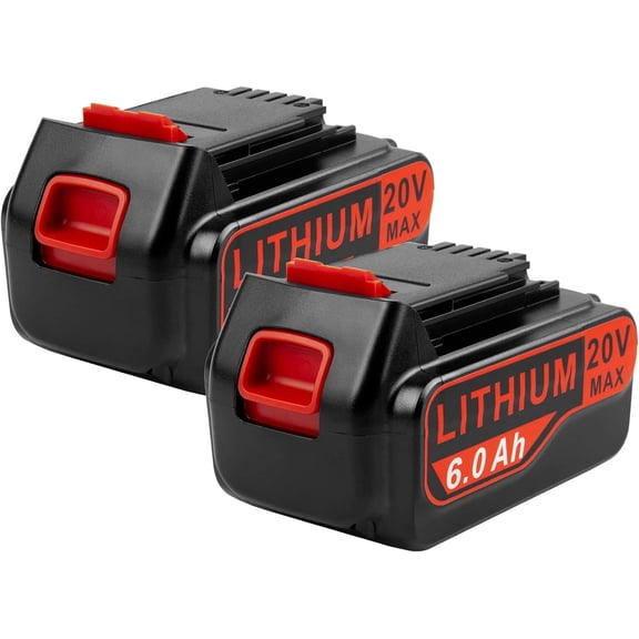 2-Pack 6Ah Max 20V Lithium Battery Replacement for Black & Decker ASL/BDC/LD/LC/LP Series, Compatible with LBXR20 LBXR20B LBXR20-OPE LBXR2020 LBXR20 LB20 LBX20 - High Capacity Cordless Tool