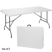 ZENY 2-Pack 6FT Folding Table, Heavy Duty Portable Plastic Fold-in-Half Utility Table with Carrying Handle, White