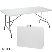ZENY 2-Pack 6FT Folding Table, Heavy Duty Portable Plastic Fold-in-Half Utility Table with Carrying Handle, White