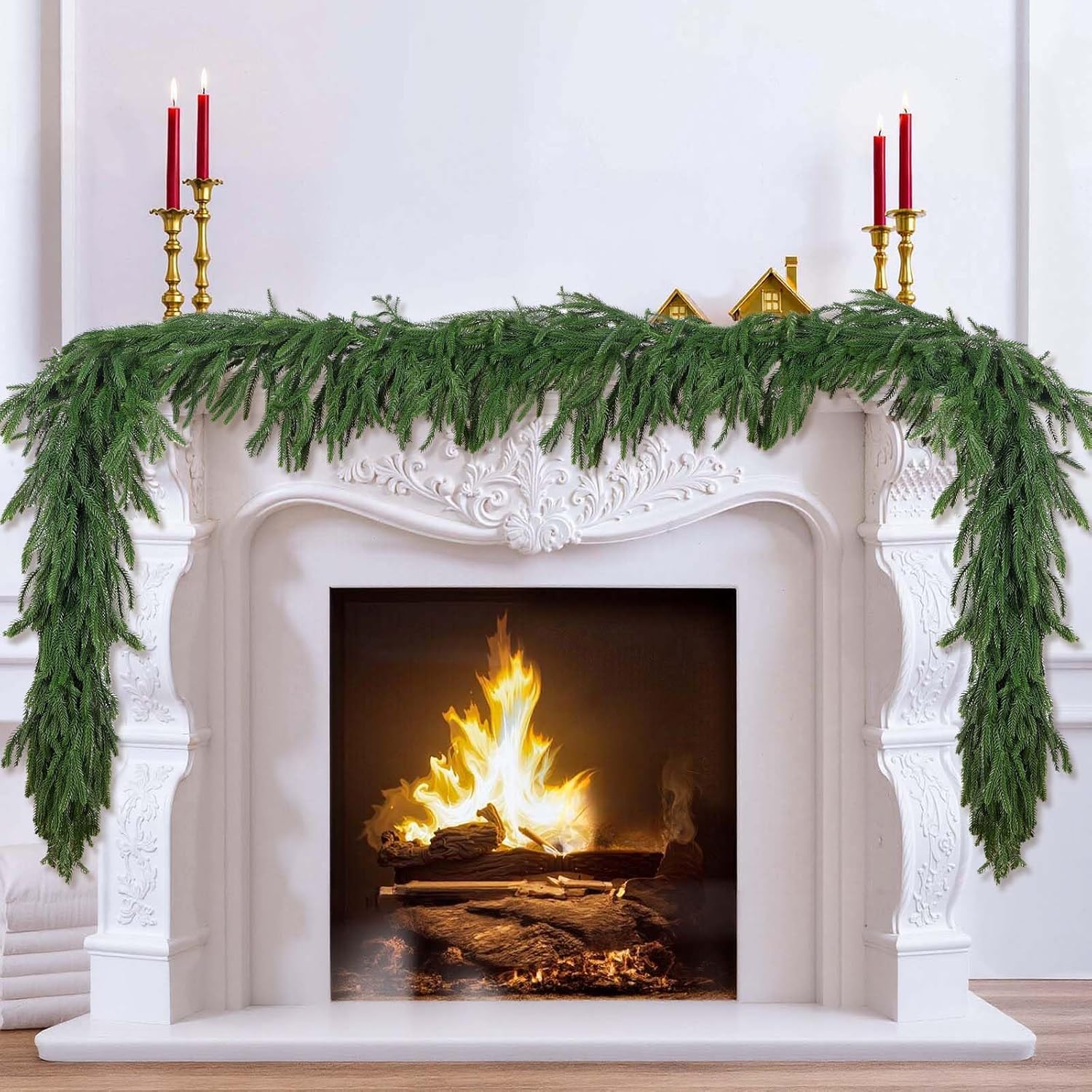 6ft Artificial Norfolk Pine Garland – Real Touch Greenery For Christmas Wedding Decor