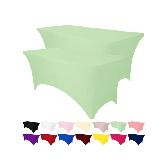 2 Pack 6FT Spandex Table Cover For Rectangle Tables, Fitted Stretch Rectangular Tablecloth, Washable Spandex Tablecloth Table Protector For Party, Wedding, Birthday, Banquet, Trade Show