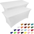 thumbnail image 1 of Parojati 2 Pack 6FT Stretch Washable Spandex Tablecloths for Rectangular Tables for Party、 Wedding、Cocktail、Banquet, White, 1 of 6