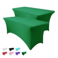 thumbnail image 1 of Galenzoov 2 pack 6FT Rectangular Fitted Tablecloth – Stretchable Spandex Table Cover Machine Washable, Ideal for Wedding, Dinner, Gatherings & Festivals, Emerald Green, 1 of 9