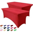 thumbnail image 1 of Galenzoov 2 pack 6FT Rectangular Fitted Tablecloth – Stretchable Spandex Table Cover Machine Washable, Ideal for Wedding, Dinner, Gatherings & Festivals, Red, 1 of 7