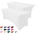 thumbnail image 1 of Galenzoov 2 pack 6FT Rectangular Fitted Tablecloth – Stretchable Spandex Table Cover Machine Washable, Ideal for Wedding, Dinner, Gatherings & Festivals, White, 1 of 8